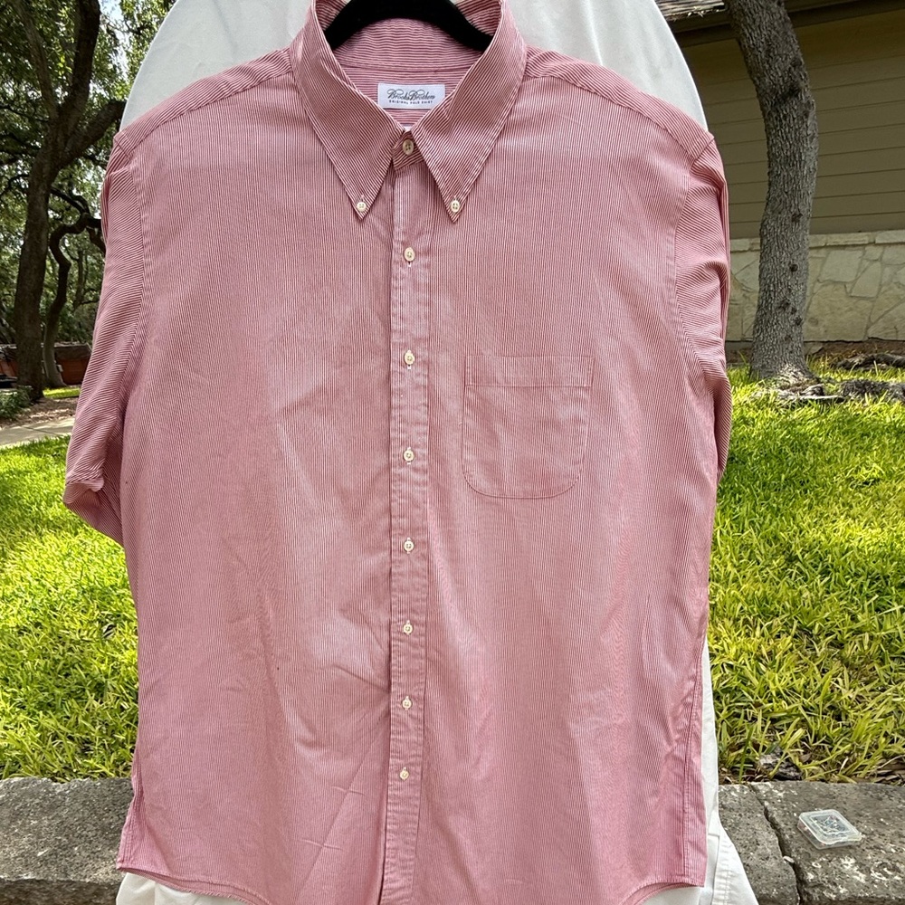 Brooks Brothers Red & White Pin Stripe Casual Button Down Shirt Size 19-35 (2XL) - Picture 6 of 15